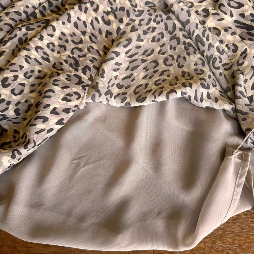 LOFT Animal Print Button-Up Belted Long Sleeve Ruffle Neck Dress Size 18 - Picture 10 of 10